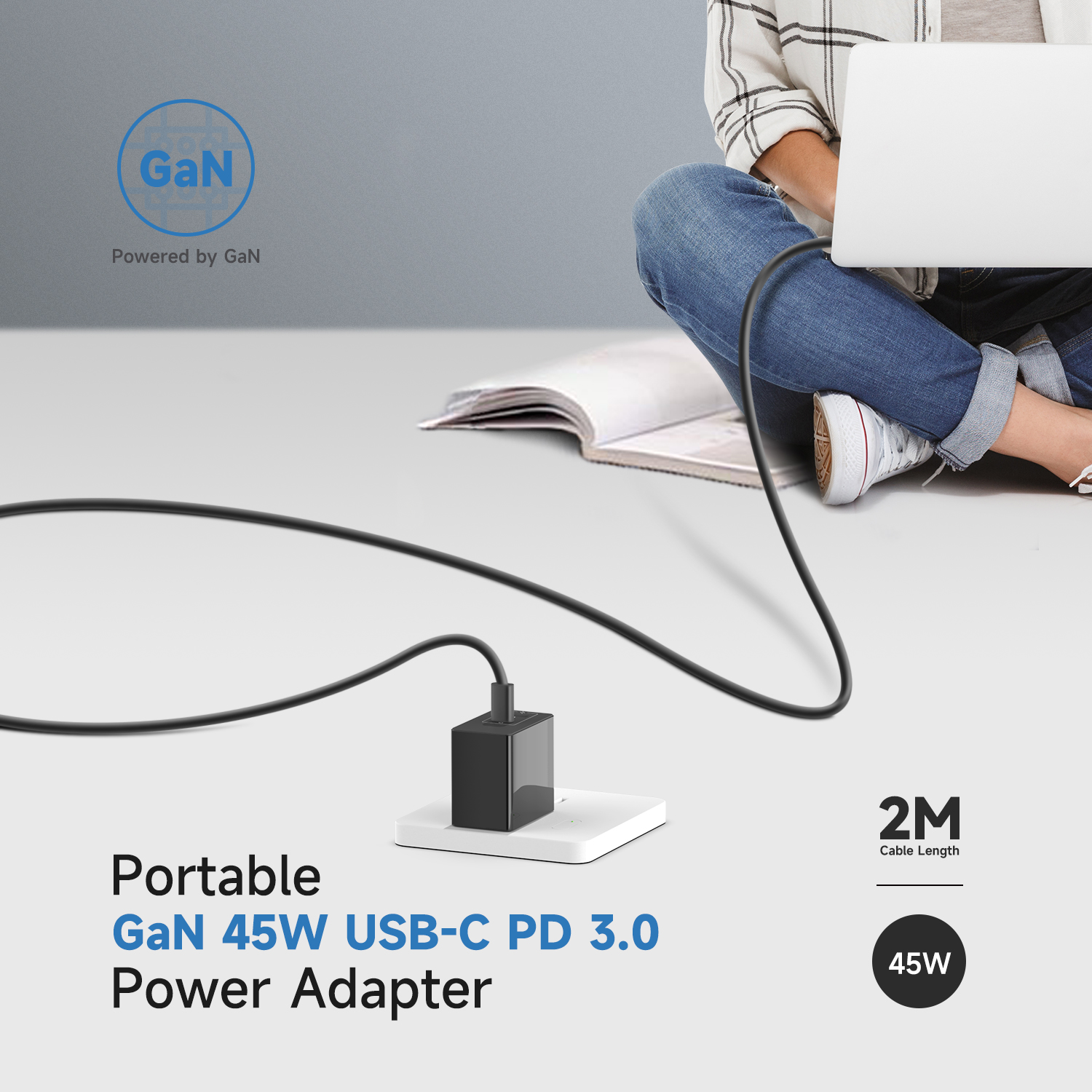 Portable Smart GaN 45W USB Type-C PD3.0 Charger 